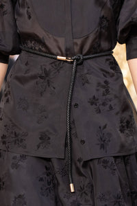 Rope Braided Belt in Black Nappa Leather