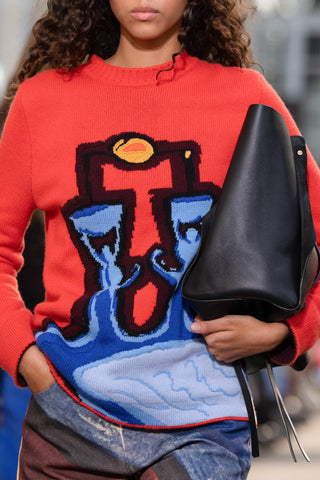 Red Cashmere Avichai Knit Sweater - Close-Up Detail - Intarsia Jacquard | Gabriela Hearst