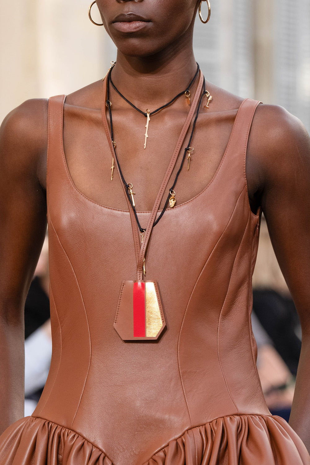 Isai Maxi Dress In Cognac Nappa Leather