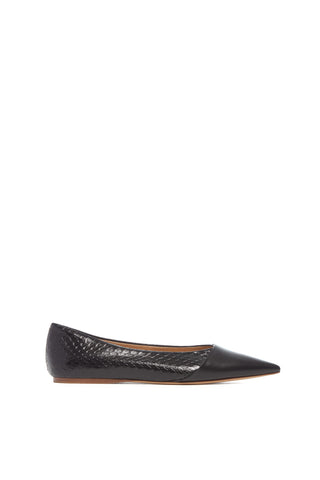 Black Snakeskin Empress Ballerina Flat - Side View | Gabriela Hearst