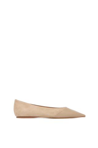 Nude Suede Leather Empress Ballerina Flats - Side Profile | Gabriela Hearst