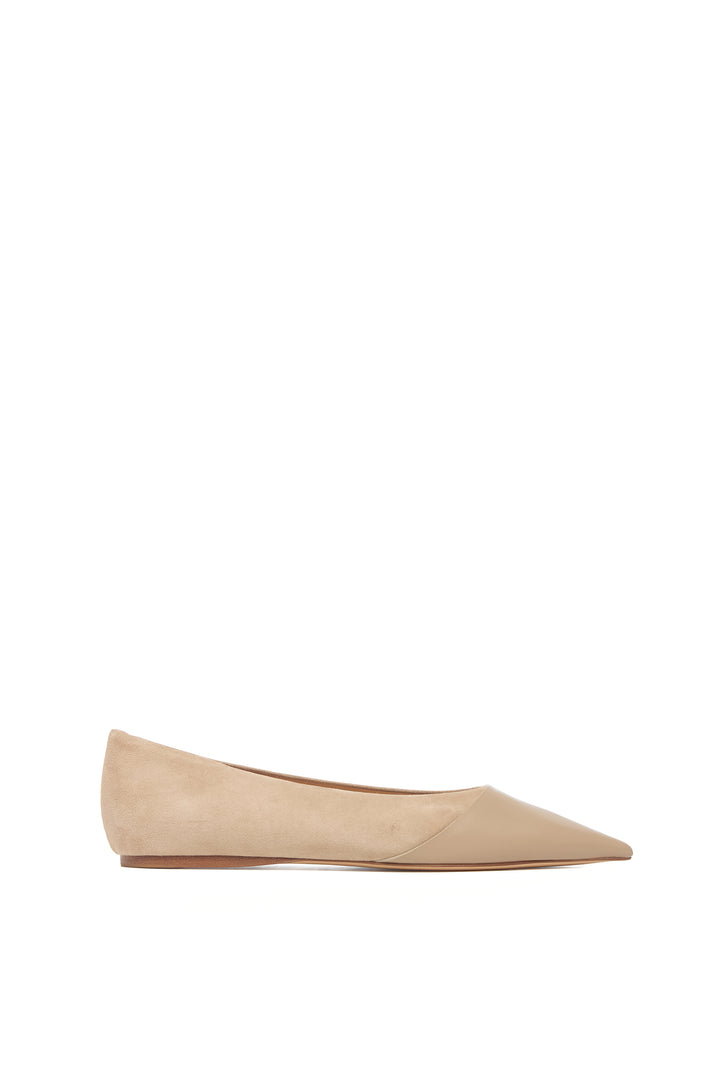 Empress Ballerina Flat Shoe in Nude Suede & Leather