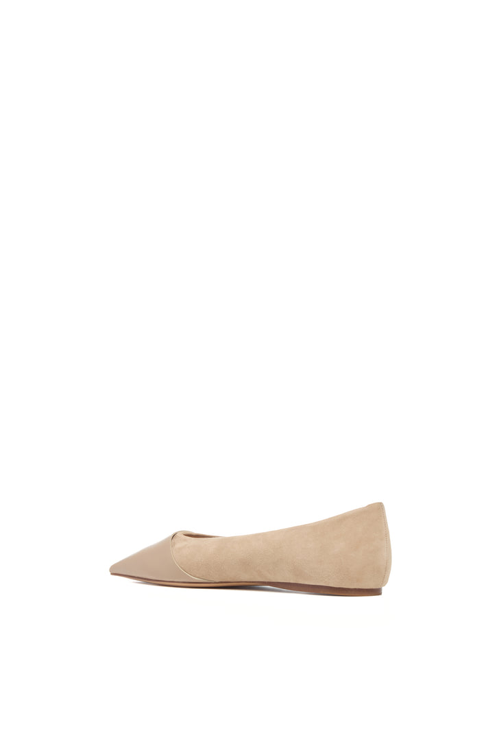 Empress Ballerina Flat Shoe in Nude Suede & Leather