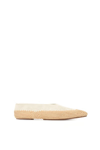 Strength Flat Shoe in Ivory Suede & Raffia