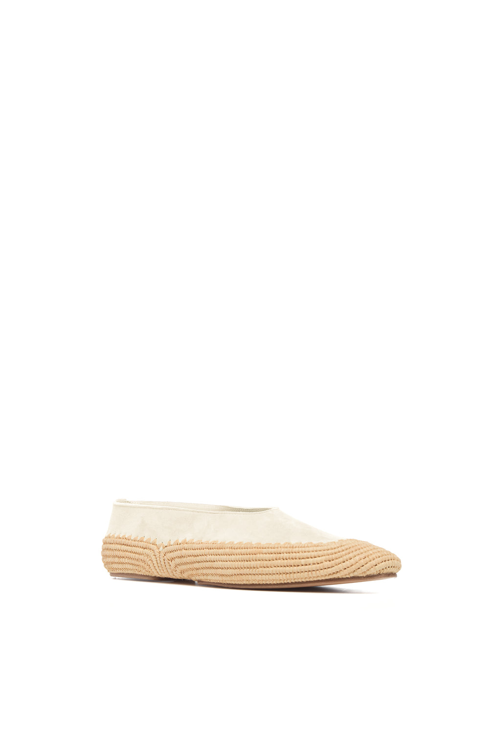 Strength Flat Shoe in Ivory Suede & Raffia