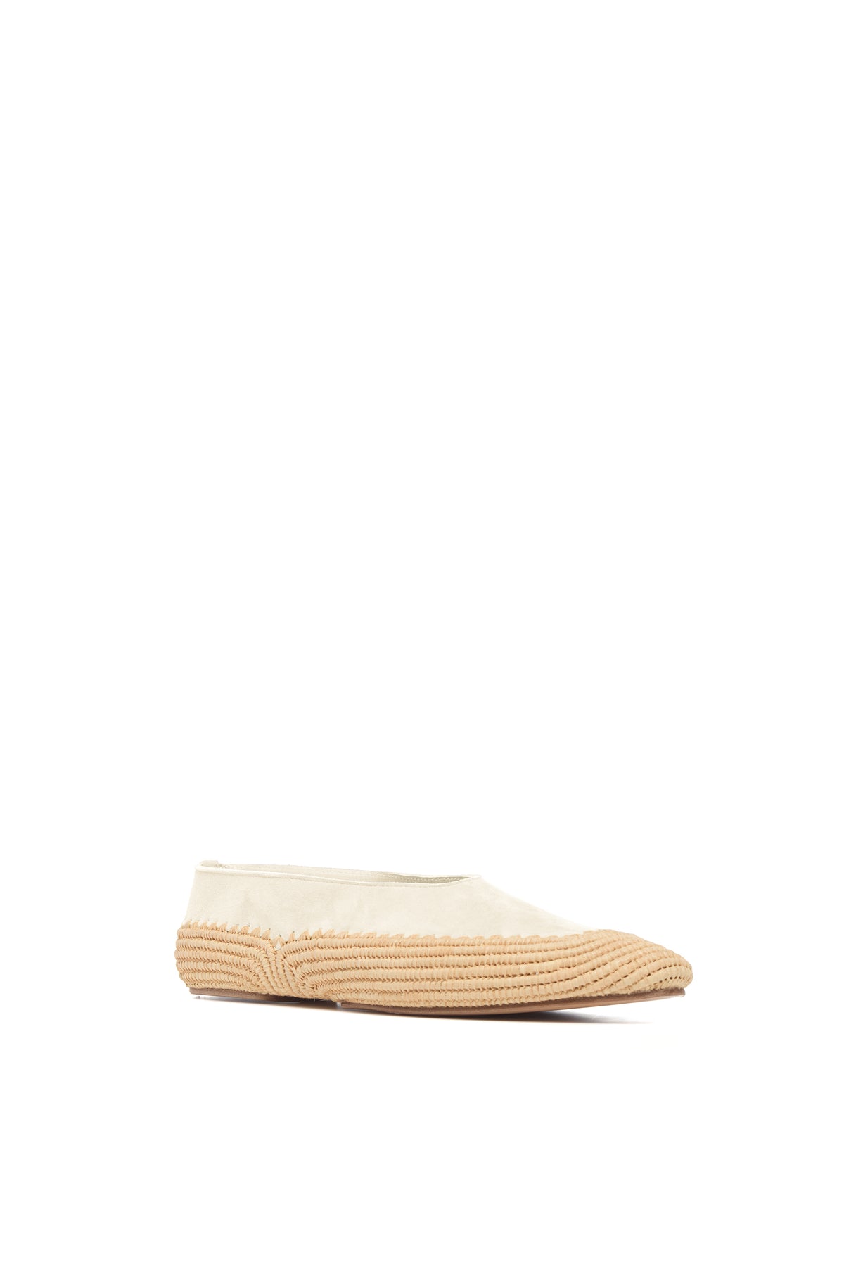 Strength Flat Shoe in Ivory Suede & Raffia