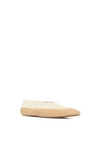 Strength Flat Shoe in Ivory Suede & Raffia