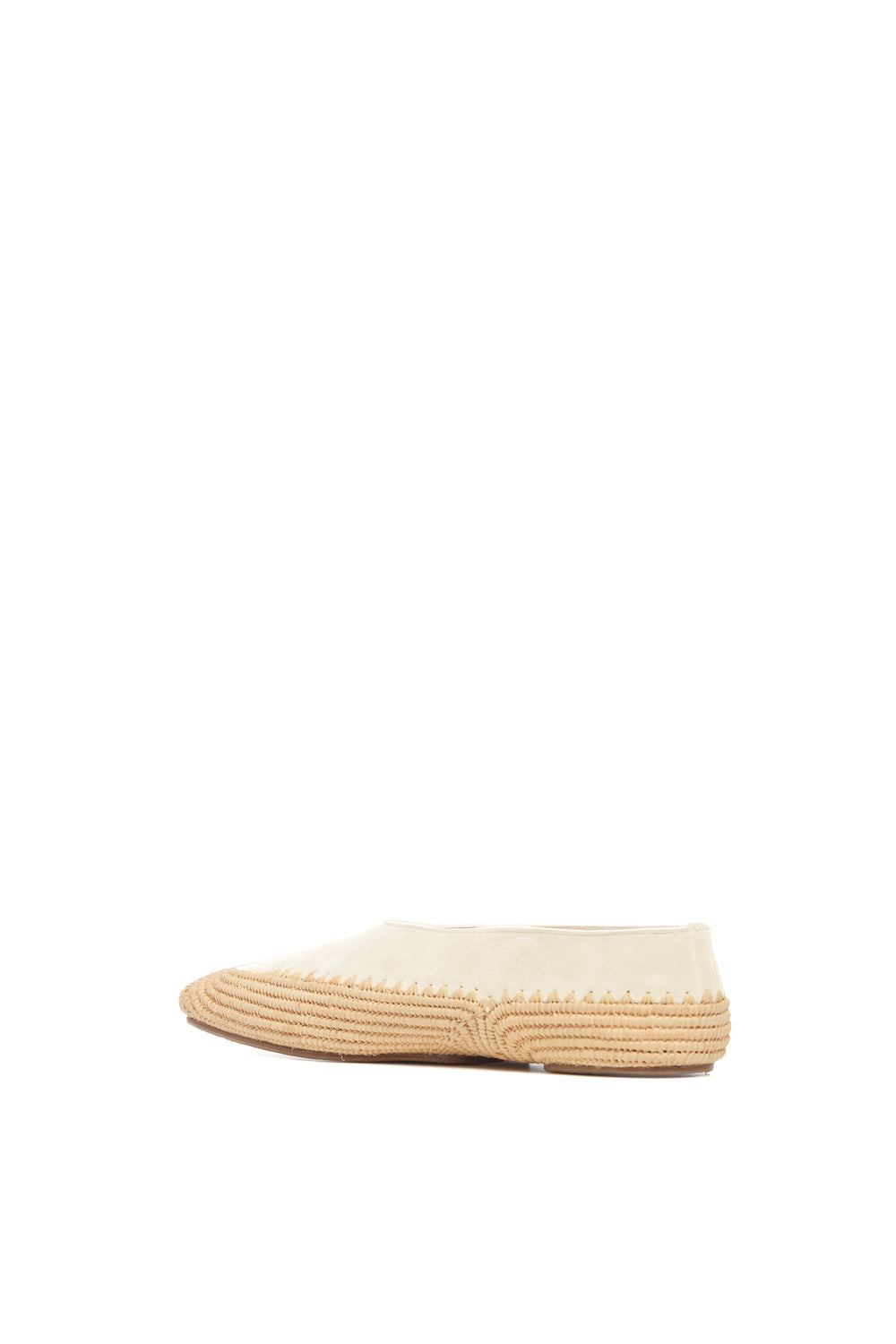 Strength Flat Shoe in Ivory Suede & Raffia