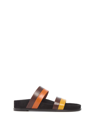 Burnt Sienna Multi Leather Low Striker Flat Sandal - Side View | Gabriela Hearst
