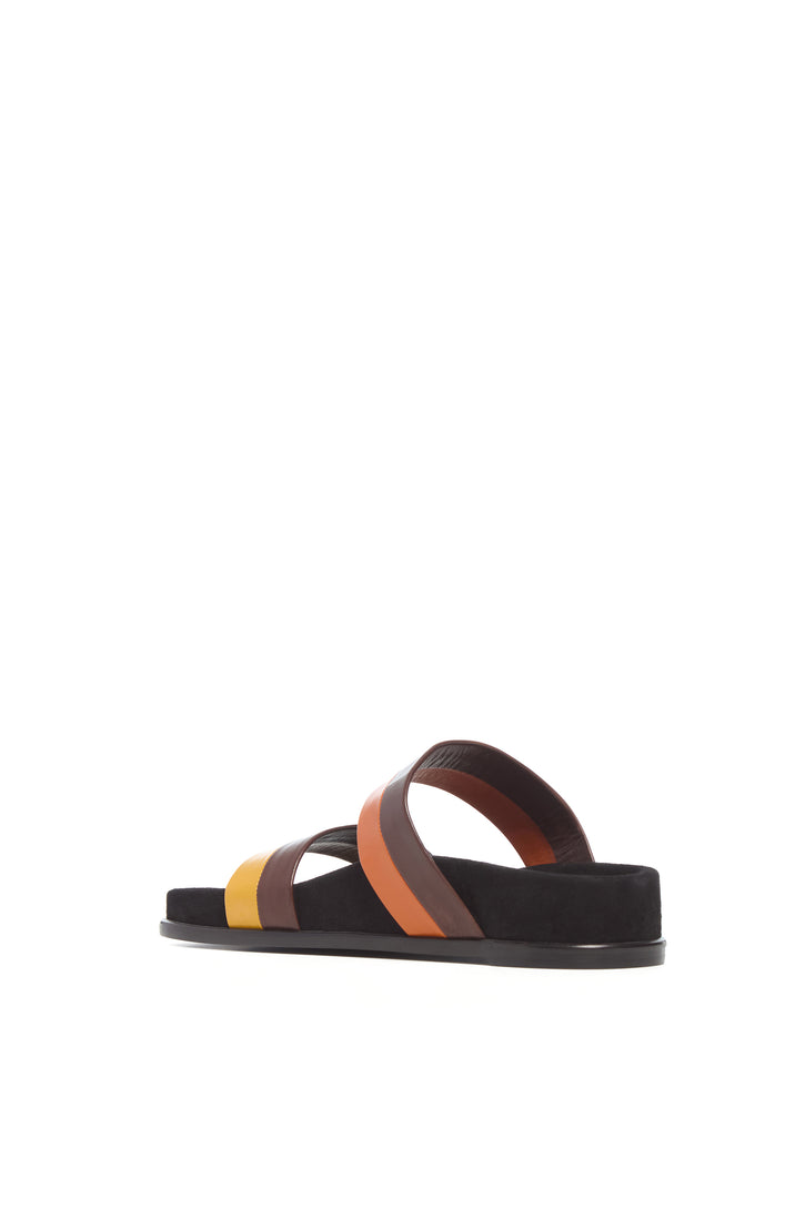 Low Striker Flat Sandal in Burnt Sienna Multi Leather