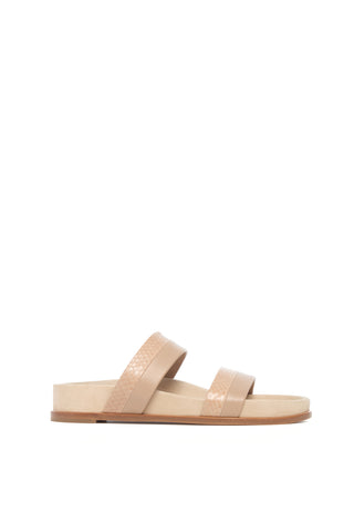 Nude Snakeskin Nappa Leather Low Striker Flat Sandal - Side View | Gabriela Hearst