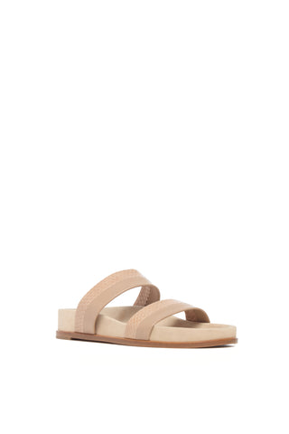 Low Striker Flat Sandal in Nude Snakeskin & Nappa Leather