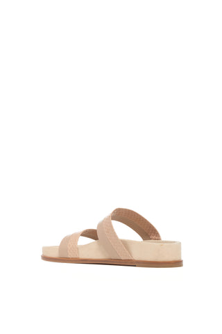 Nude Snakeskin Nappa Leather Low Striker Flat Sandal - Back Angle | Gabriela Hearst