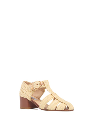 Lyle Block Heel Pump Sandal in Natural Raffia