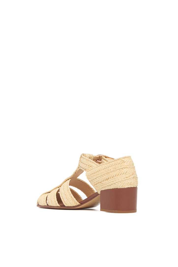 Lyle Block Heel Pump in Natural Raffia