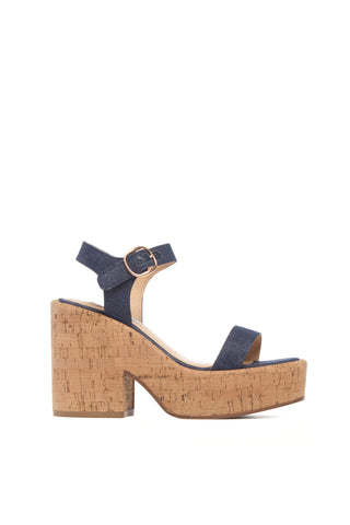 Denim Cork Platform Sandals Sardis - Side View | Gabriela Hearst