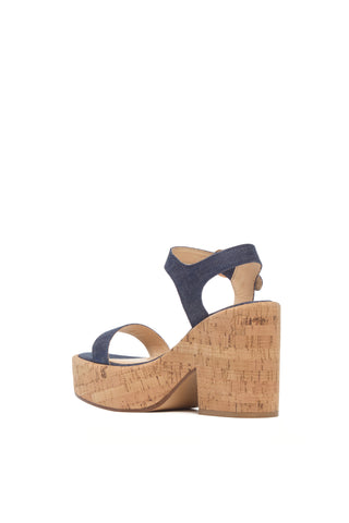 Denim Cork Platform Sandals Sardis - Back Heel View | Gabriela Hearst