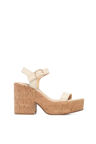 Sardis Platform Sandal in Cream Nappa Leather