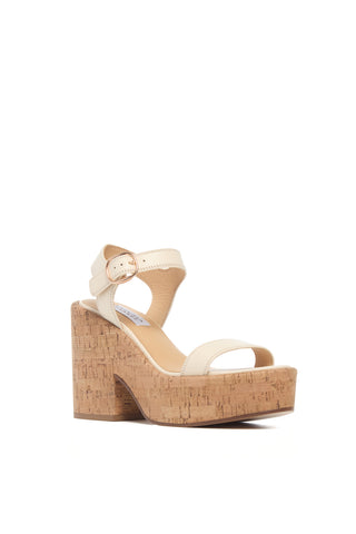 Cream Leather Cork Platform Sandal - Front Three Quarter View | Gabriela Hearst