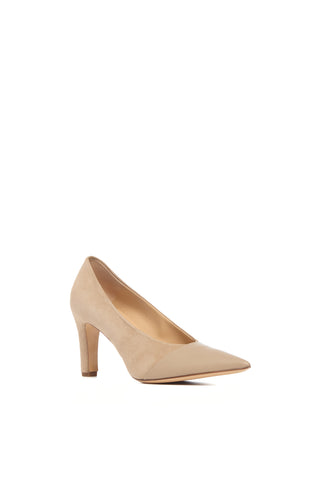 Nude Suede Empress Pointed Toe Pumps - Front Angle | Gabriela Hearst