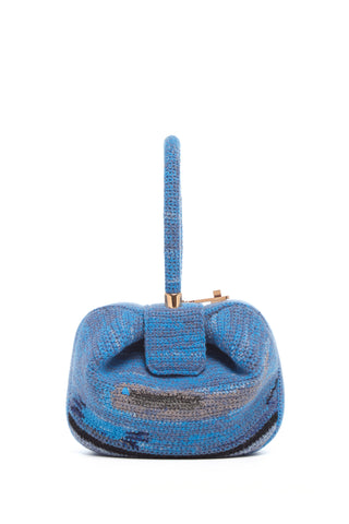 Water Multi Crochet Cashmere Nina Bag - Front View with Top Handle Upright | Gabriela Hearst