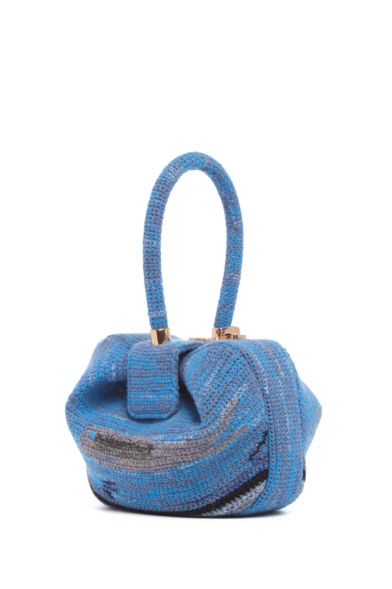 Water Multi Crochet Cashmere Nina Bag - Front View with Rose Gold Turnlock | Gabriela Hearst