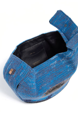 Water Multi Crochet Cashmere Nina Bag - Open Interior with Black Leather Lining Made in Italy | Gabriela Hearst