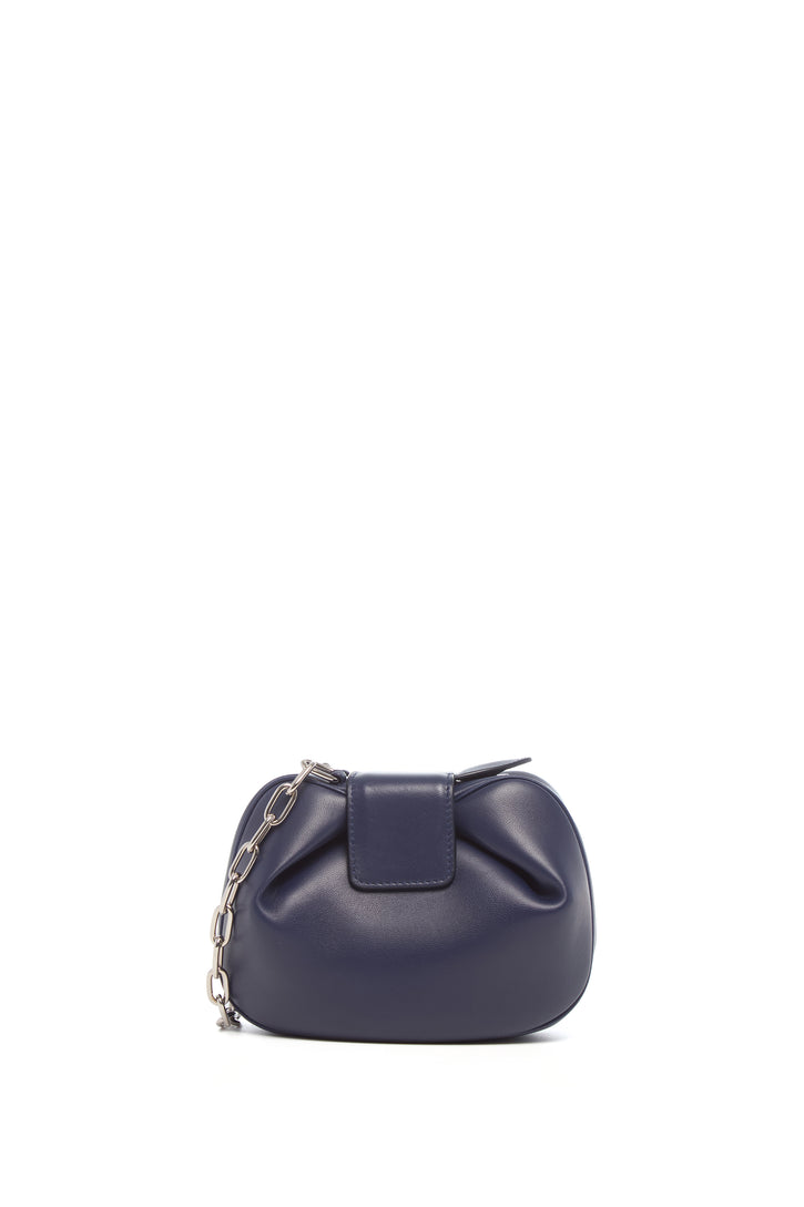Soft Demi Clutch with Chain in Electric Navy & Cobalt Nappa Leather