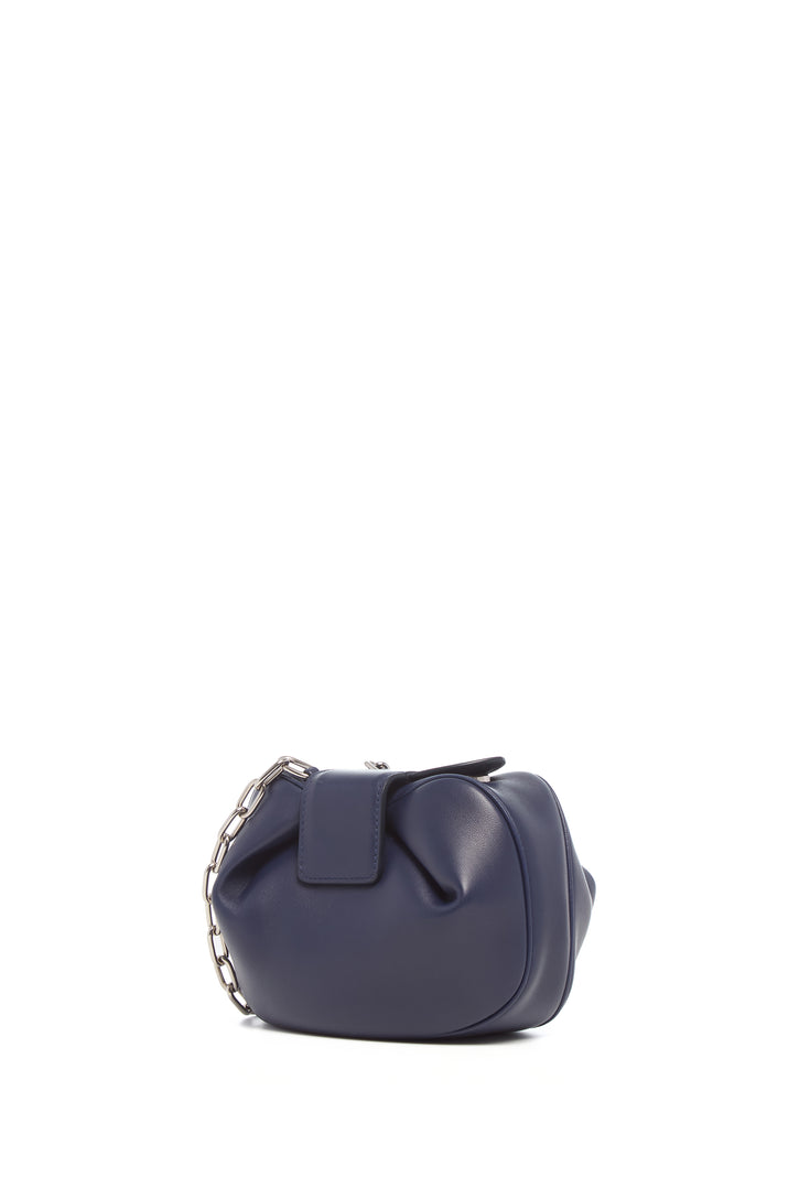 Soft Demi Clutch with Chain in Electric Navy & Cobalt Nappa Leather