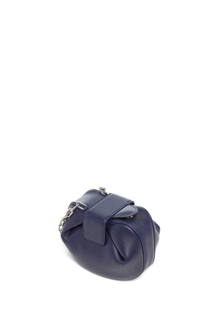 Soft Demi Clutch with Chain in Electric Navy & Cobalt Nappa Leather