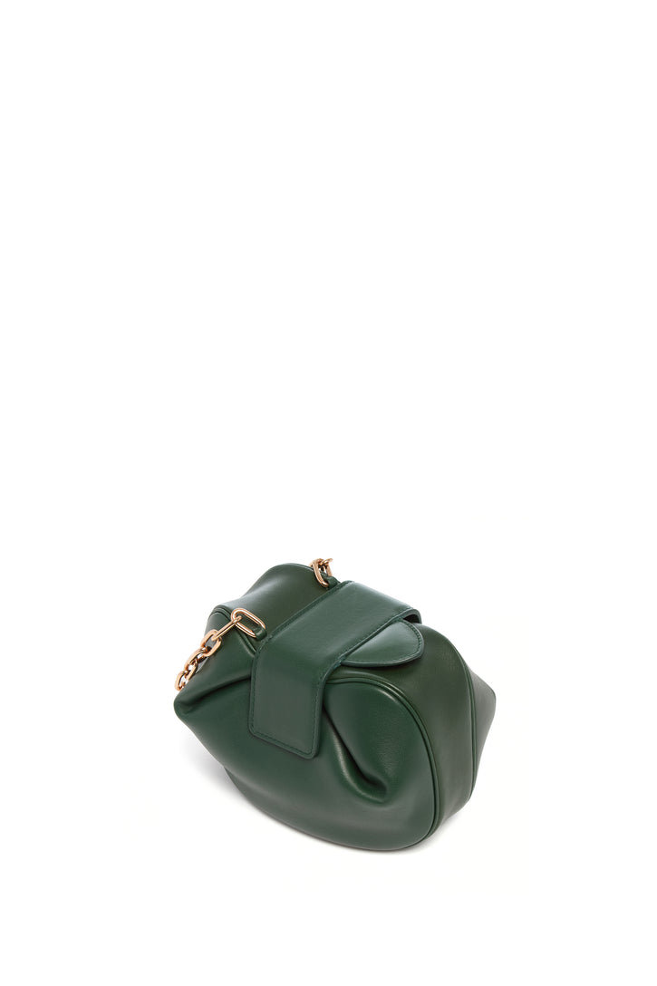 Soft Demi Clutch with Chain in English Green & Fluorescent Green Nappa Leather