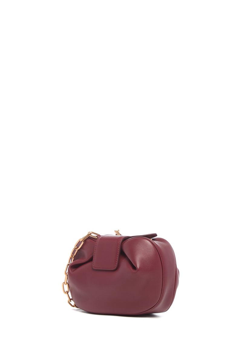 Bordeaux Nappa Leather Soft Demi Clutch with Chain - Side View | Gabriela Hearst