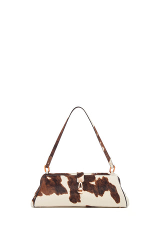 Ivory Cognac Pony Hair Paola Clutch - Shoulder Strap View | Gabriela Hearst
