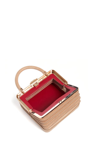 Nude Snakeskin Diana Bag Red Interior Lining - Open View | Gabriela Hearst