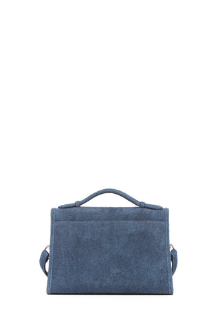 Light Blue Suede Denim Leonora Flap Bag - Back View | Gabriela Hearst