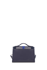 Small Leonora Flap Embroidered Bag in Electric Navy & Cobalt Nappa Leather