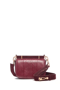 Small Dern Crossbody Bag in Bordeaux Snakeskin & Suede
