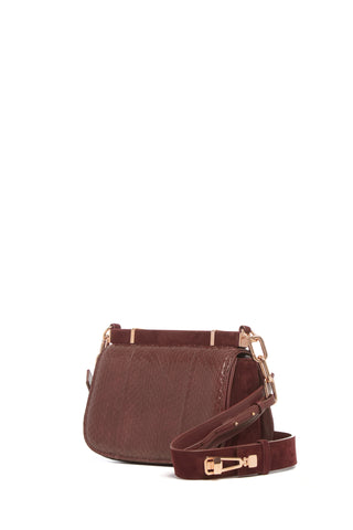 Small Dern Crossbody Bag in Chocolate Snakeskin & Suede
