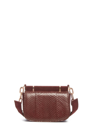Chocolate Snakeskin Dern Crossbody Bag - Front View with Brass Chain | Gabriela Hearst