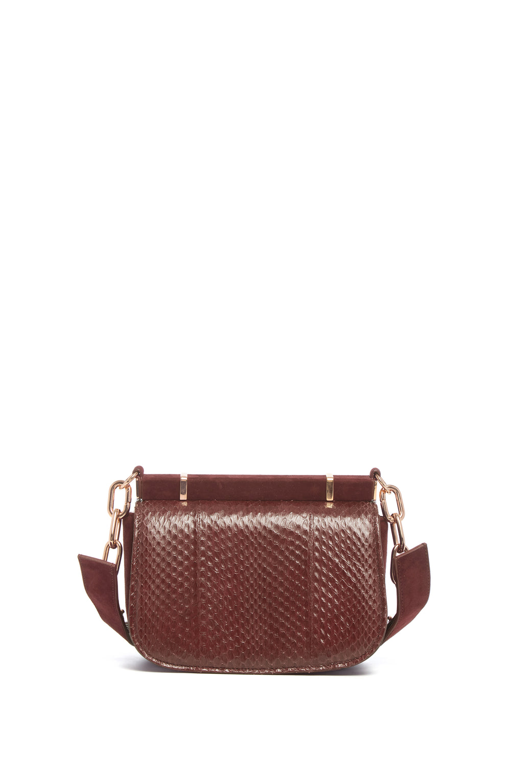 Small Dern Crossbody Bag in Chocolate Snakeskin & Suede