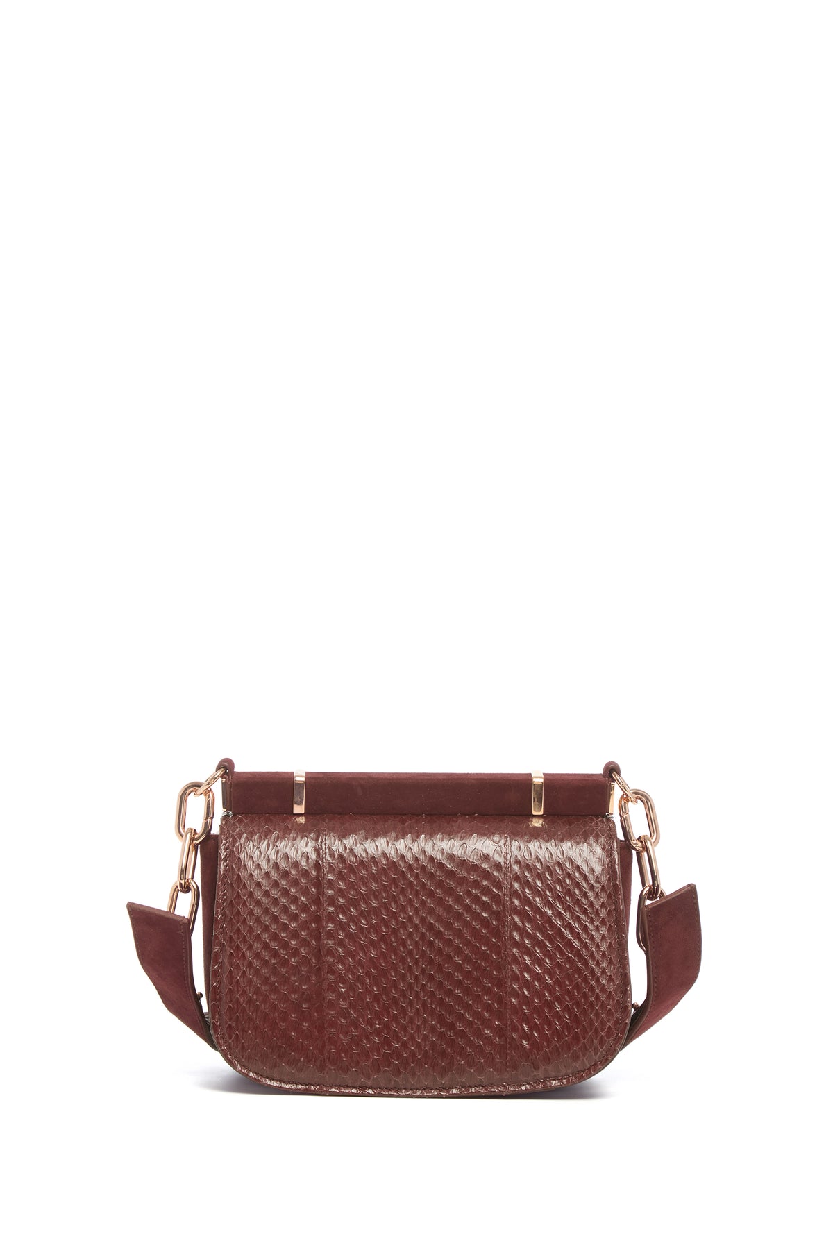 Small Dern Crossbody Bag in Chocolate Snakeskin & Suede
