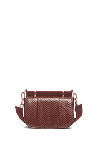 Small Dern Crossbody Bag in Chocolate Snakeskin & Suede