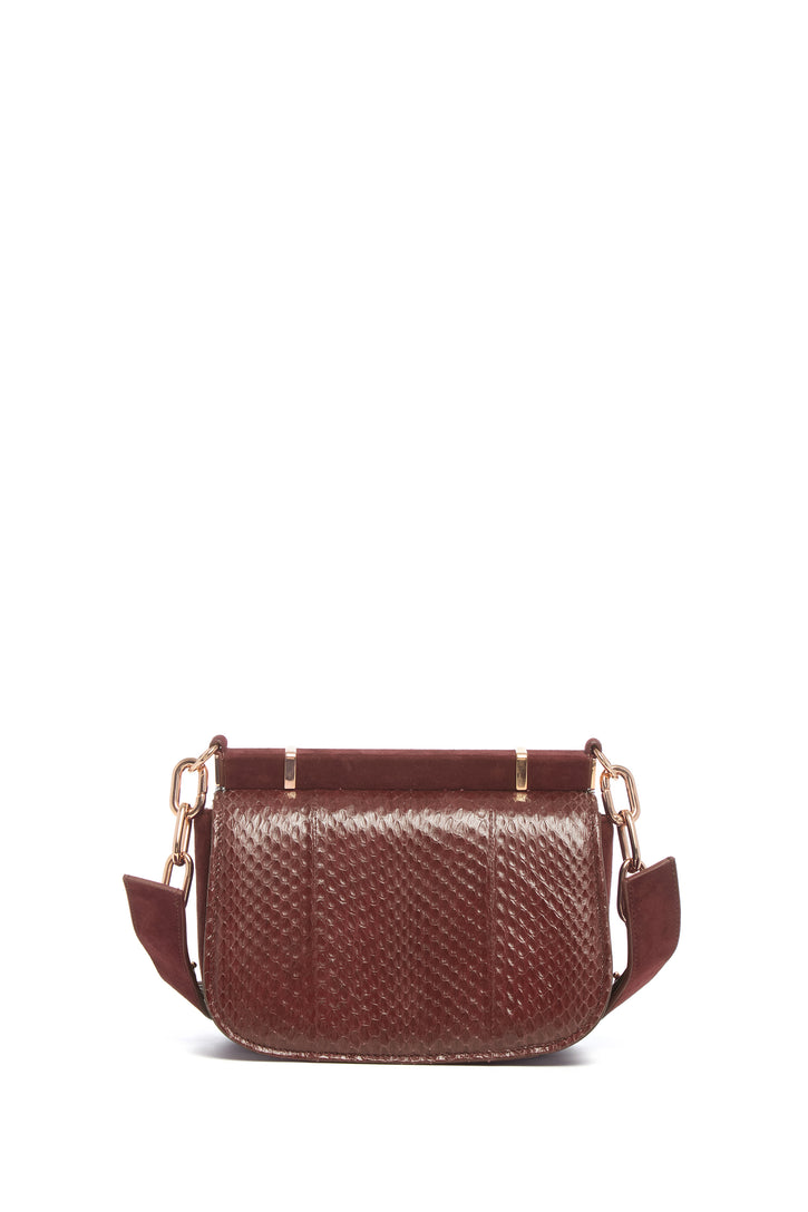 Small Dern Crossbody Bag in Chocolate Snakeskin & Suede