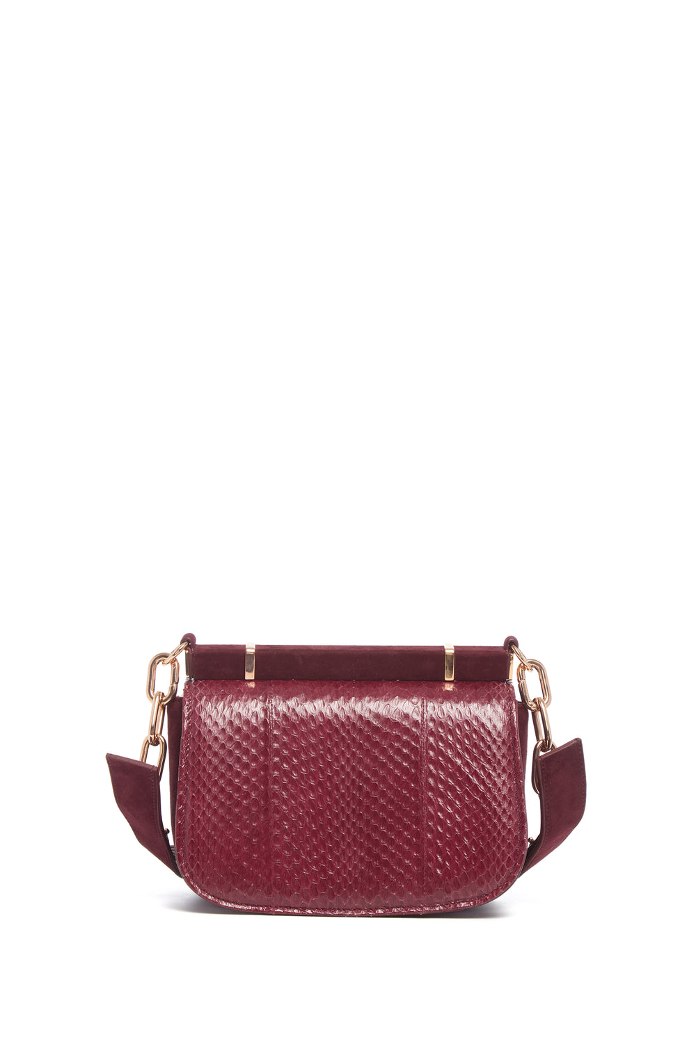 Small Dern Crossbody Bag in Bordeaux Snakeskin & Suede