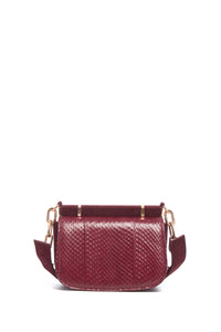 Small Dern Crossbody Bag in Bordeaux Snakeskin & Suede