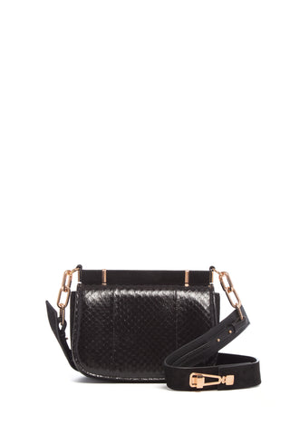 Small Dern Crossbody Bag in Black Snakeskin & Suede