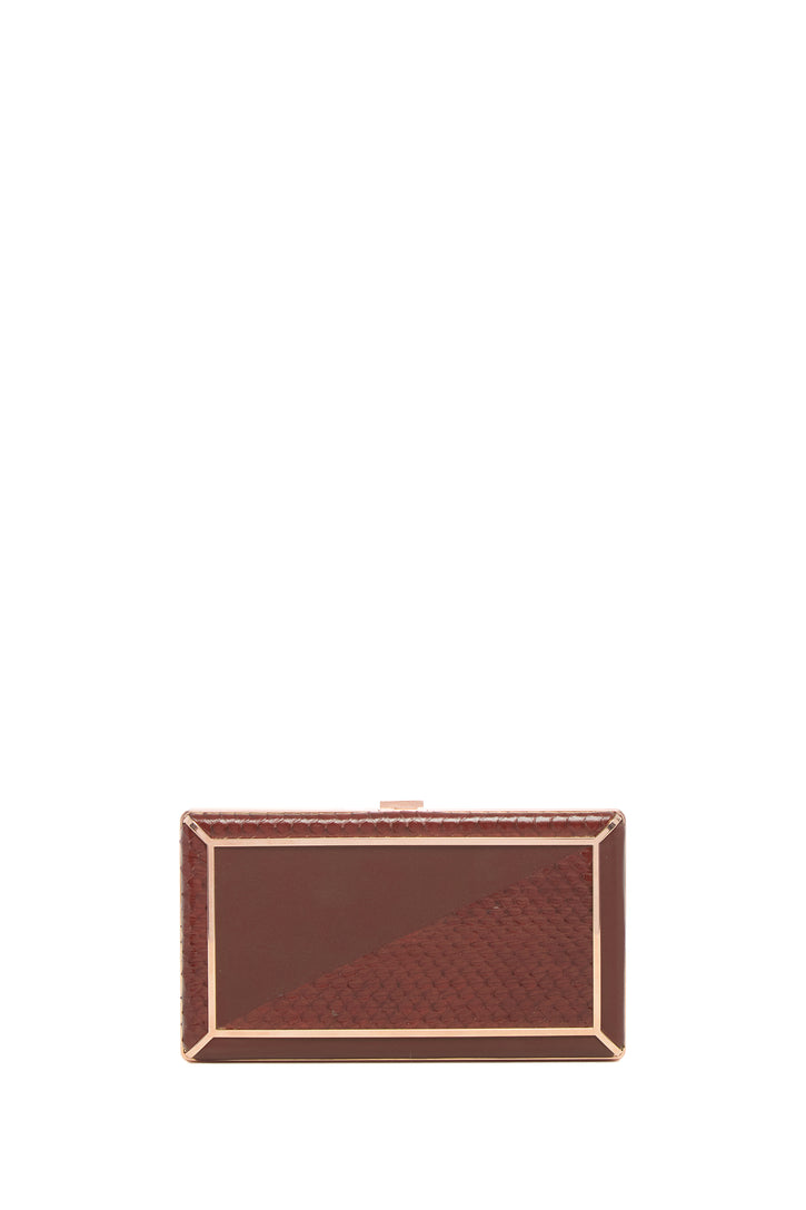 Callas Clutch in Chocolate Snakeskin & Nappa Leather