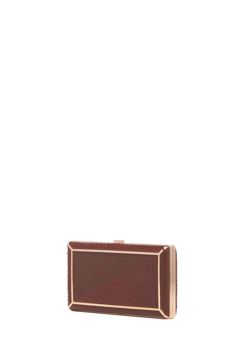 Callas Clutch in Chocolate Snakeskin & Nappa Leather