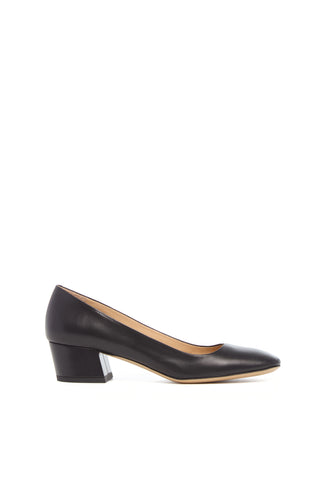 Black Goat Leather Agathe Low Heel Pump - Side View | Gabriela Hearst