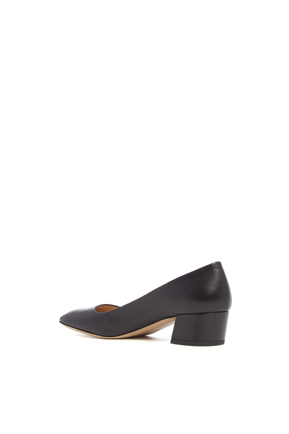 Agathe Low Heel Pump in Black Leather